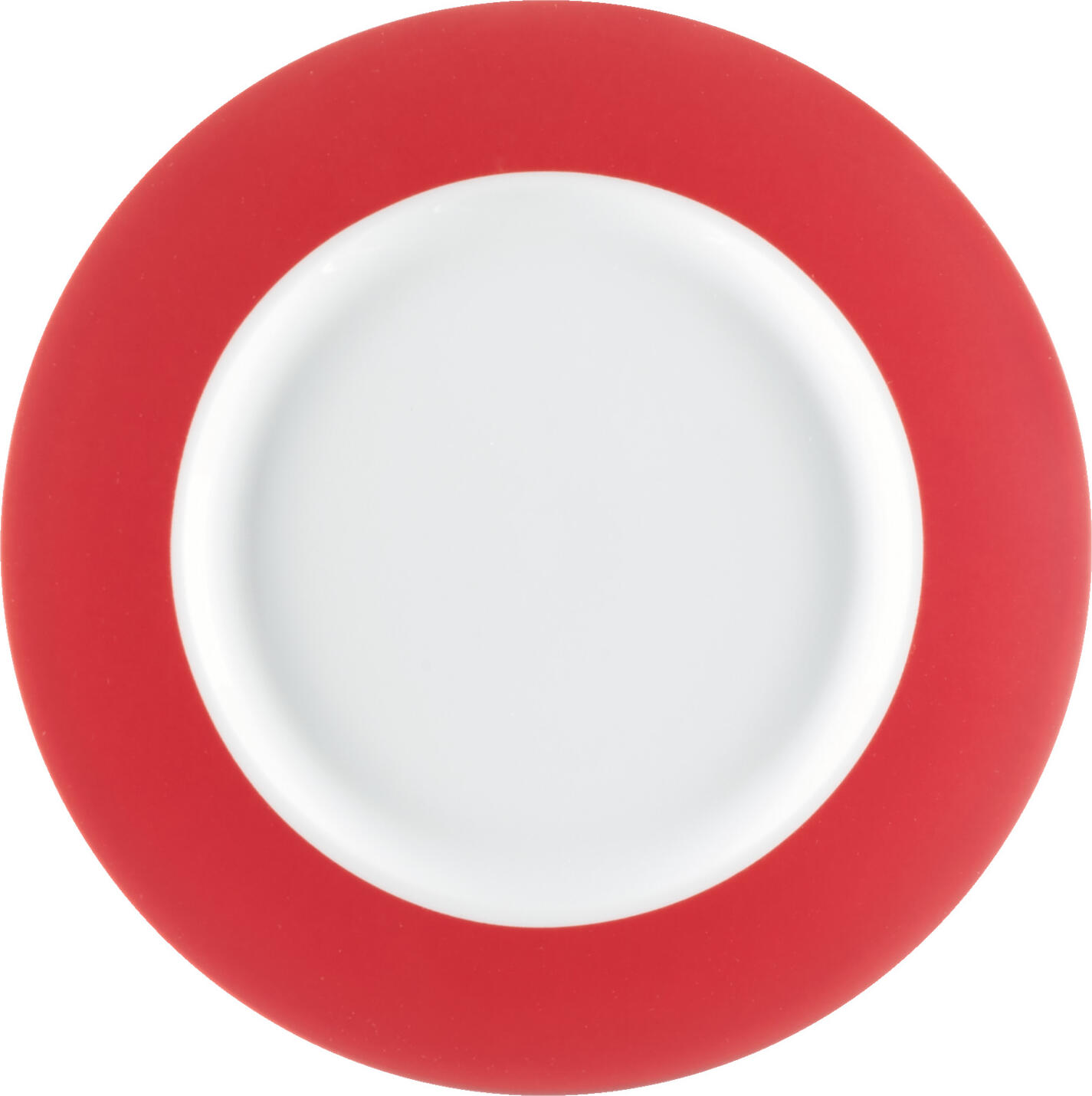 Set de 6 farfurii plate Pulsiva Multi-Color, porțelan alb cu margine roșie, rotunde 20.4 cm, rezistente la mașina de spălat vase și cuptor cu microunde