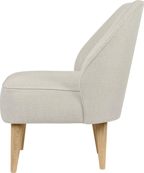 VEGA Lasse Lounge Armchair, Beige Polyester Fabric, Wood Base, 54x60x82 cm, Fire Retardant, Abrasion Resistant, Max Load 160 kg