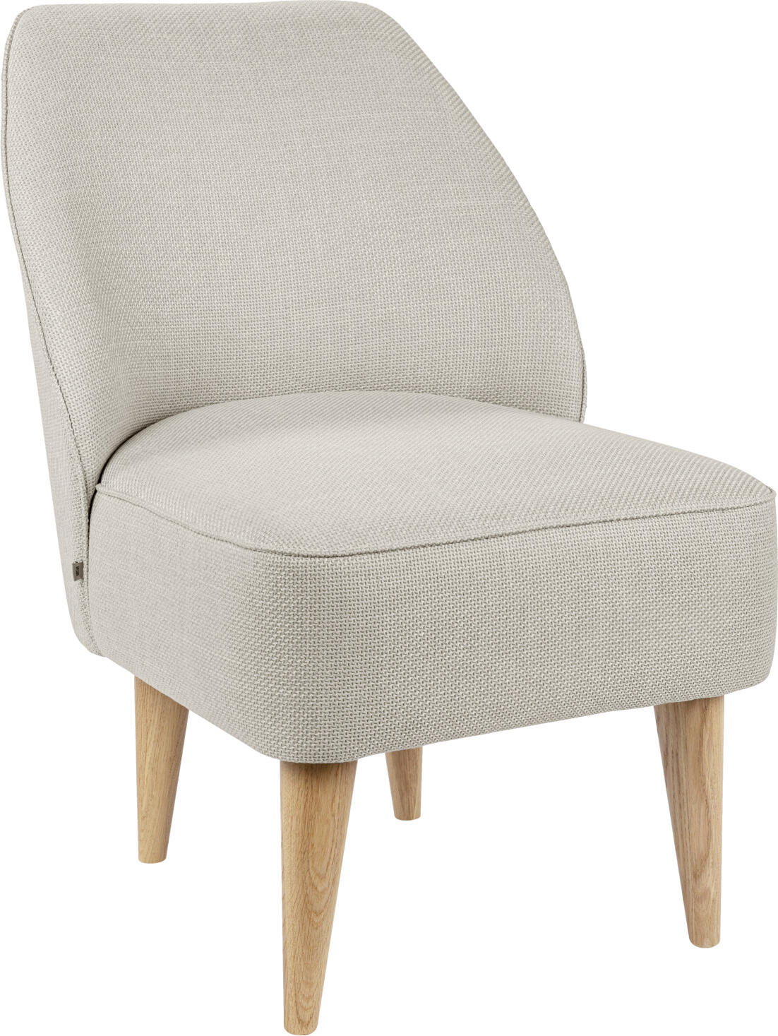 VEGA Lasse Lounge Armchair, Beige Polyester Fabric, Wood Base, 54x60x82 cm, Fire Retardant, Abrasion Resistant, Max Load 160 kg