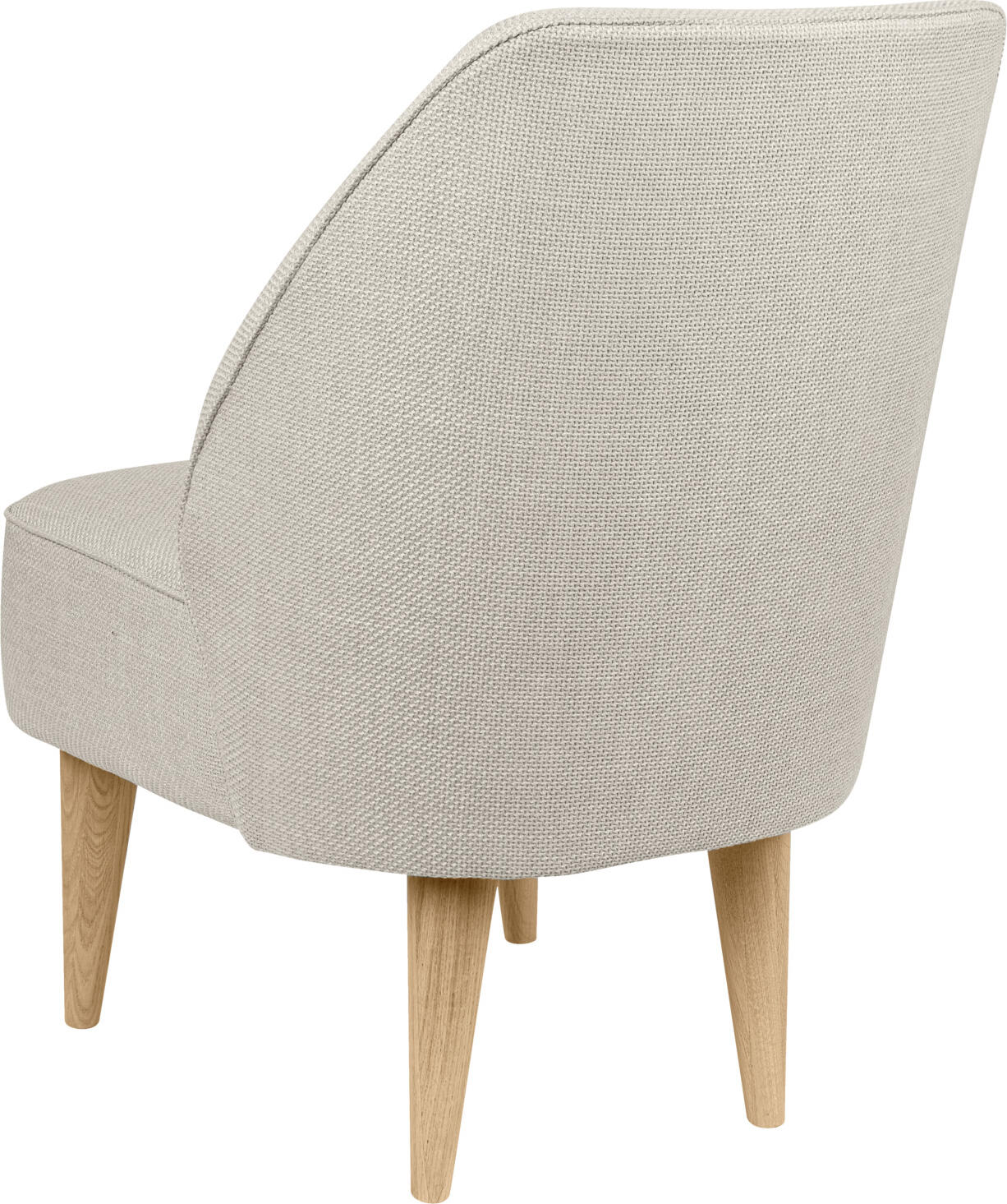 VEGA Lasse Lounge Armchair, Beige Polyester Fabric, Wood Base, 54x60x82 cm, Fire Retardant, Abrasion Resistant, Max Load 160 kg
