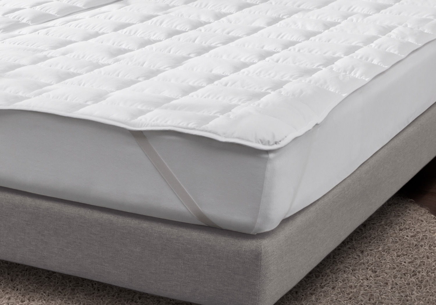 LUSINI Solutions GmbH Topper Basic Dream Mattress Topper, 100x200x3 cm, White, 100% Polyester Hollow Fibre, OEKO-TEX Standard 1ucible00, Elasticated Corners