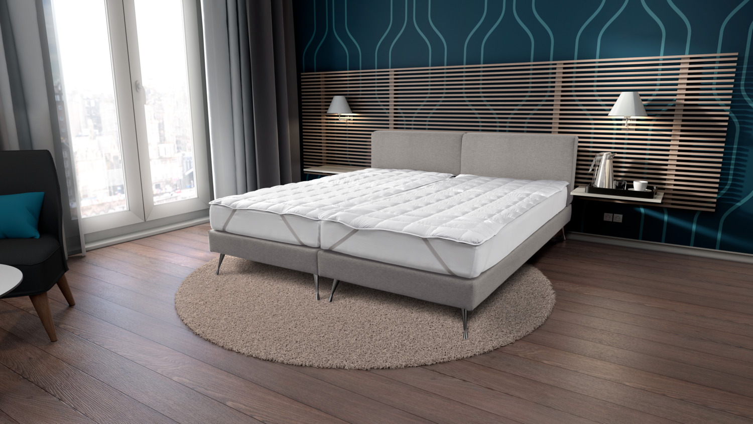 Матрас-топпер LUSINI Topper Basic Dream, 140x200x3 см, белый, наполнитель из силиконизированного полого волокна, чехол из микрофибры, OEKO-TEX Standard 100