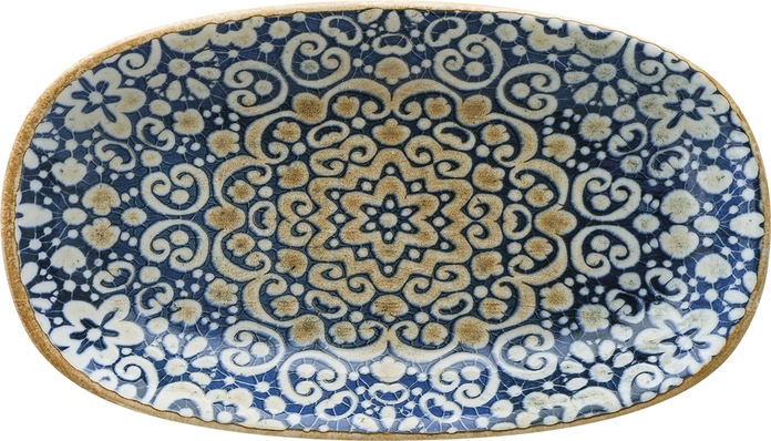 Bonna Alhambra Oval Porcelain Platter, Oriental Vintage Design, 15x8.5 cm, Set of 12 Pieces