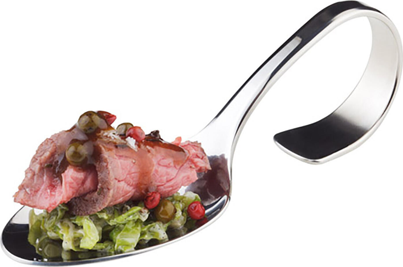 Lingura Gourmet CLASSIC APS, Otel Inoxidabil 18/10, 13 cm, cu Maner Curbat Lustruit pentru Aperitive si Deserturi