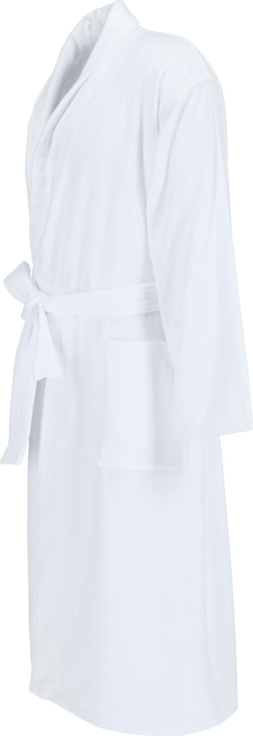 LUSINI Nera Unisex Bathrobe, Size 2XL/3XL, 100% Cotton Velour and Terry Towelling, Shawl Collar, OEKO-TEX Standard 100, White
