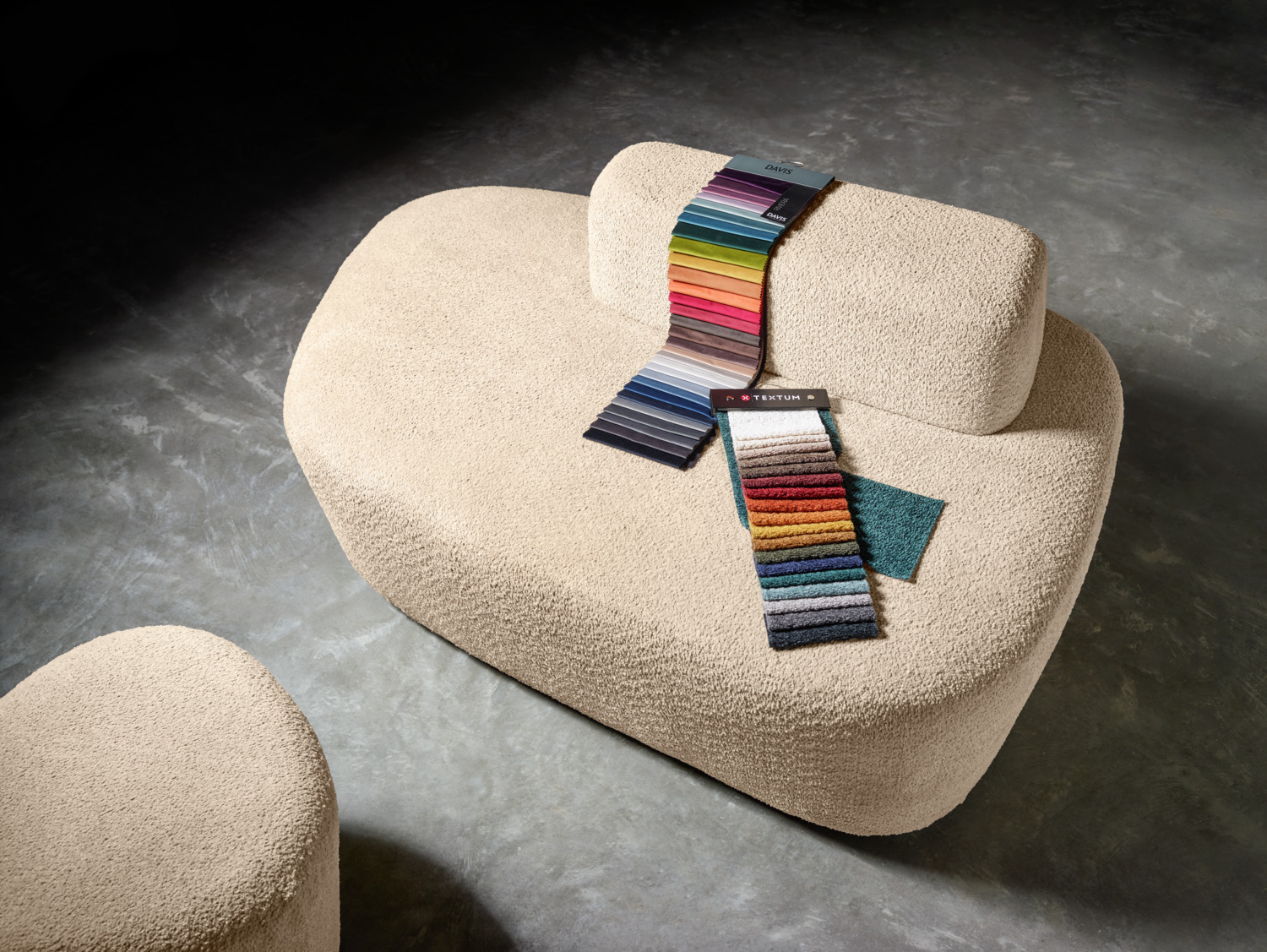 VEGA Fabric Sample Folder for Norsk Sofa and Stool, Velvet and Boucle Fabric Collections DAVIS and TEXTUM, Multicolored Sample Box