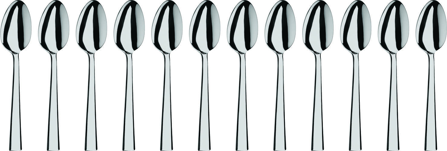 Set de 12 piese linguri de desert VEGA Stockholm, otel inoxidabil 18/0, finisaj oglinda, rezistente la rugină, 18.5 cm, argintiu
