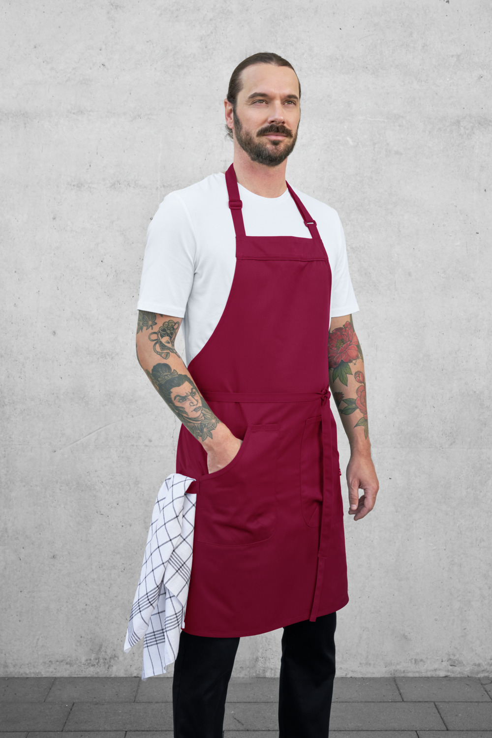 Jobeline Gabo Bib Apron, 88x80 cm, Blended Fabric 200 g/m², Adjustable Neckband, Two Patch Pockets, OEKO-TEX Standard 100, Unisex