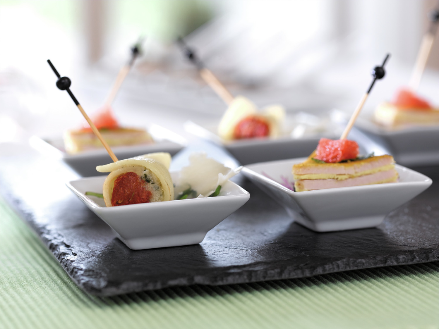 VEGA Stan Mini Porcelain Bowls, White Square Snack and Dip Bowls, 60ml, Dishwasher and Microwave Safe, Set of 12 Pieces