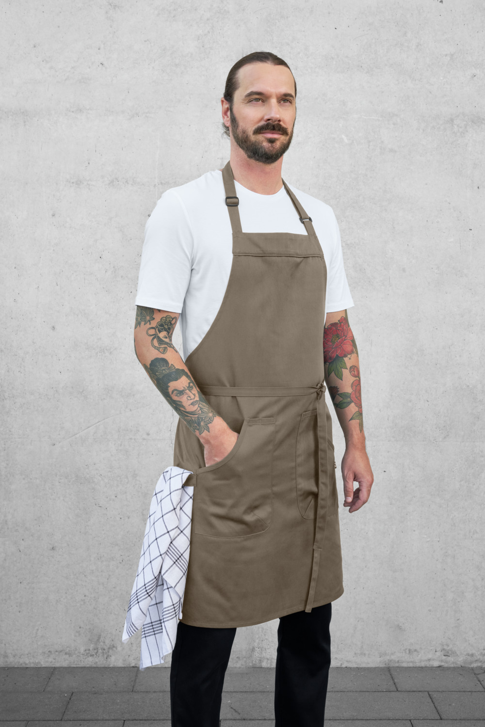 Jobeline Gabo Bib Apron, 88x80 cm, 65% Polyester 35% Cotton, Adjustable Neckband, Two Patch Pockets, OEKO-TEX Standard 100 Certified