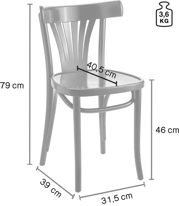 Set de 2 scaune din lemn curbat VEGA Sambia, lemn de fag masiv, finisaj nuc, 43x45x79 cm, certificat FSC, sarcina max 160 kg
