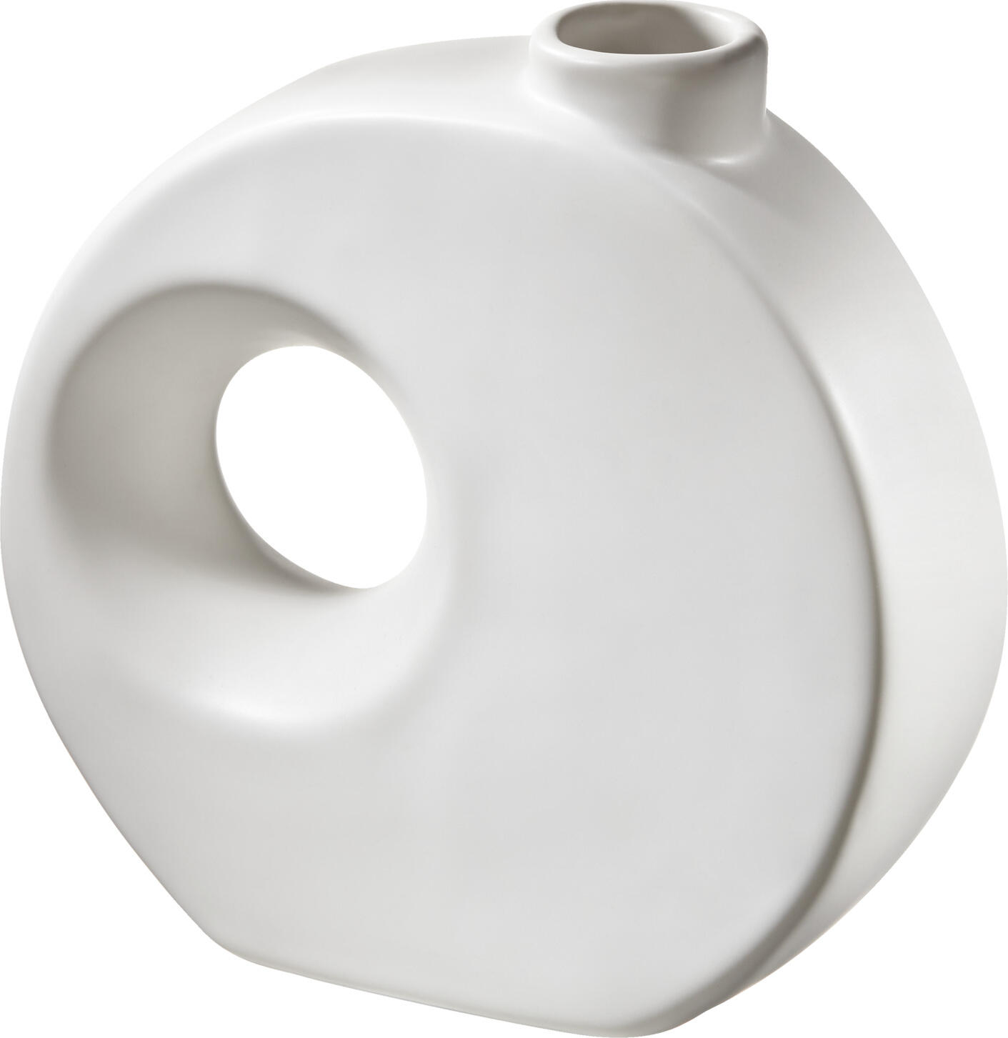 Vega Vase Mariam, White Porcelain, Waterproof, Modern Elegant Circular Design, 17.4 x 6 x 17 cm