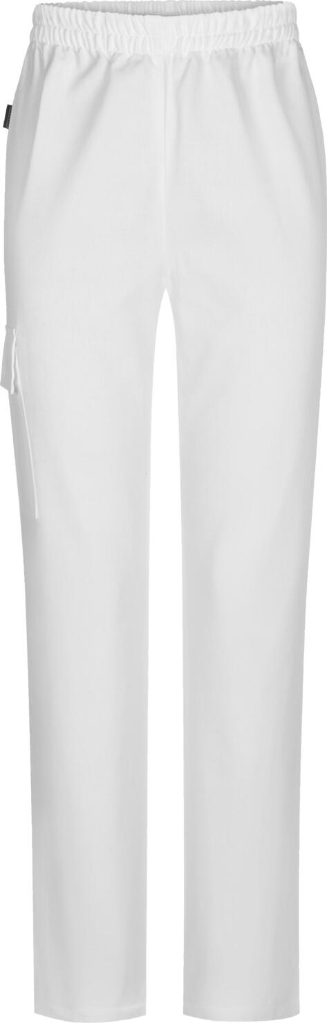 Jobeline Mandy Women's Trousers, 100% Cotton, Comfort Fit, Straight Cut, Elastic Waistband, Cargo Pocket, Low-Crease Durable Workwear, White