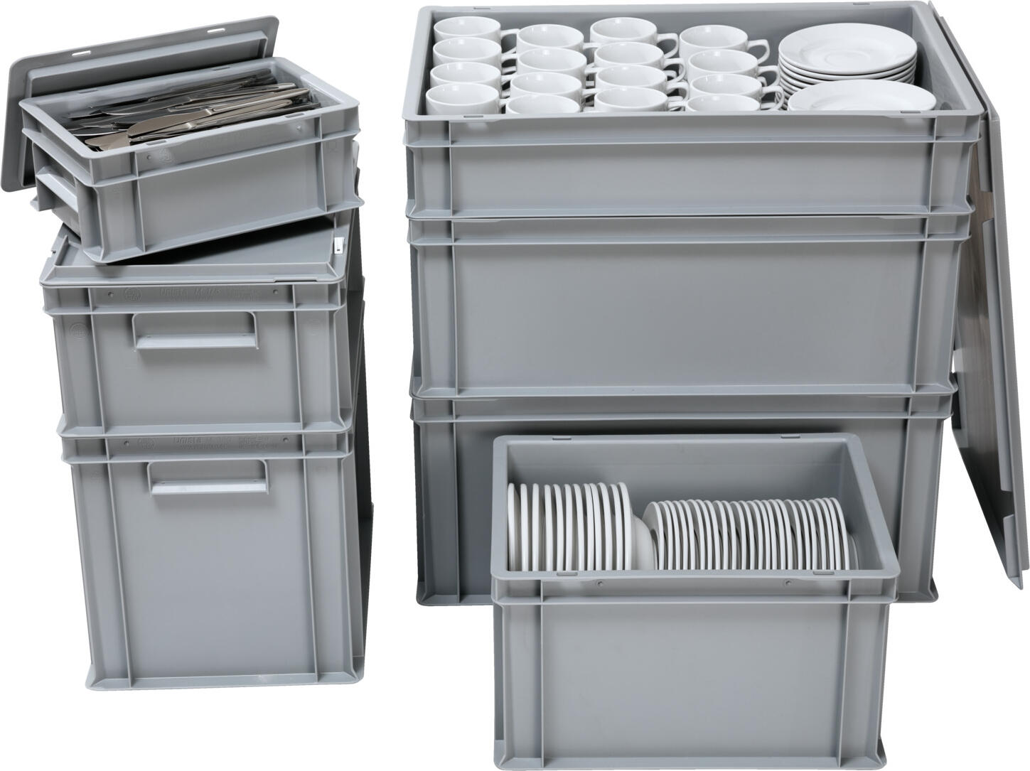 Ringoplast Stacking Container System Universal Box 16.7 L, 30 x 40 x 16.8 cm, Food Safe Durable Polypropylene Plastic, Stackable Dishwasher Safe Storage Box, Grey