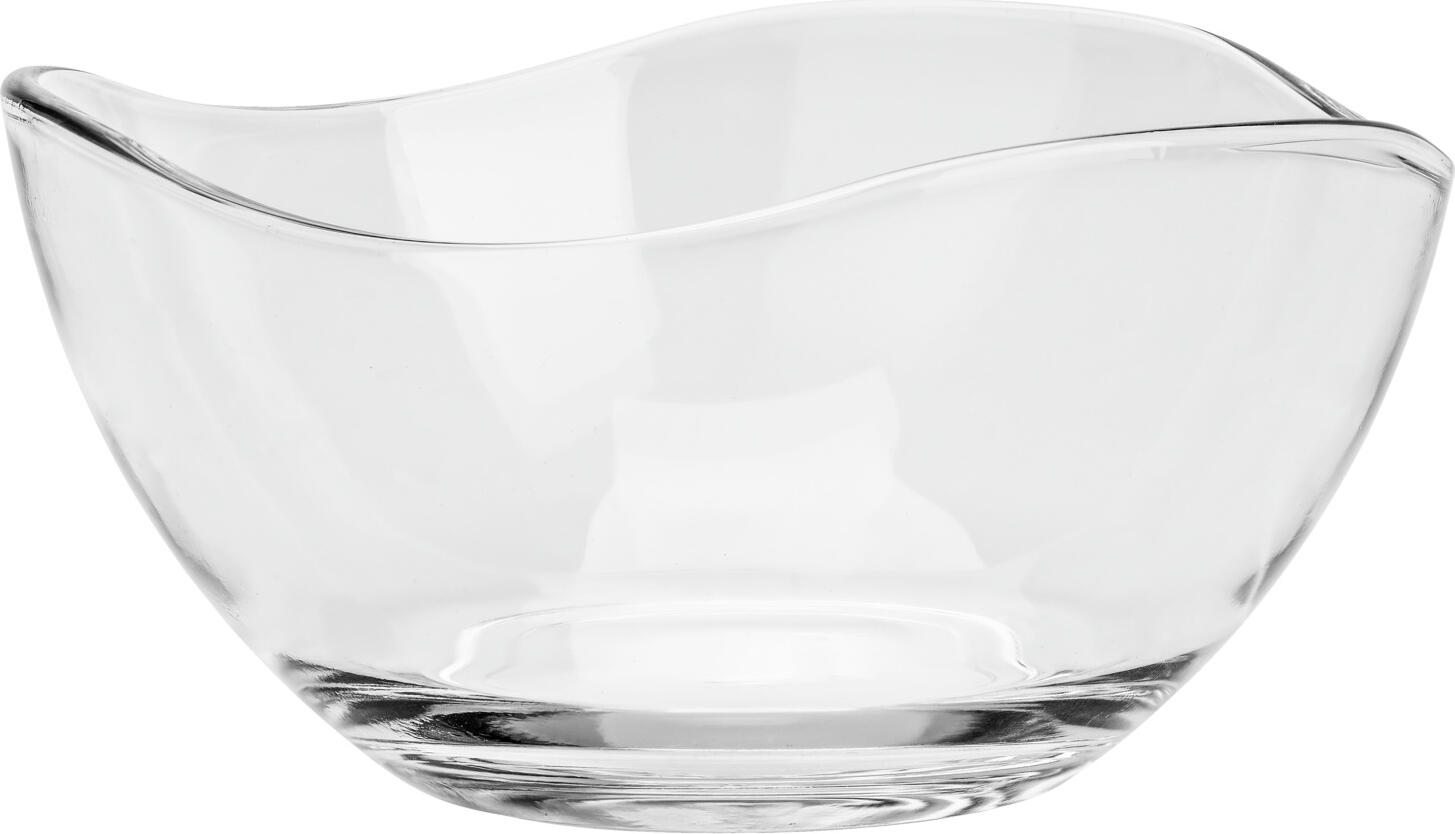 LAV Manila HORECA Glass Bowls, Modern Round Stackable Transparent Bowls with Wavy Rim, 215 ml, 9.5 cm Diameter, 5 cm Height, Dishwasher Safe, Set of 12