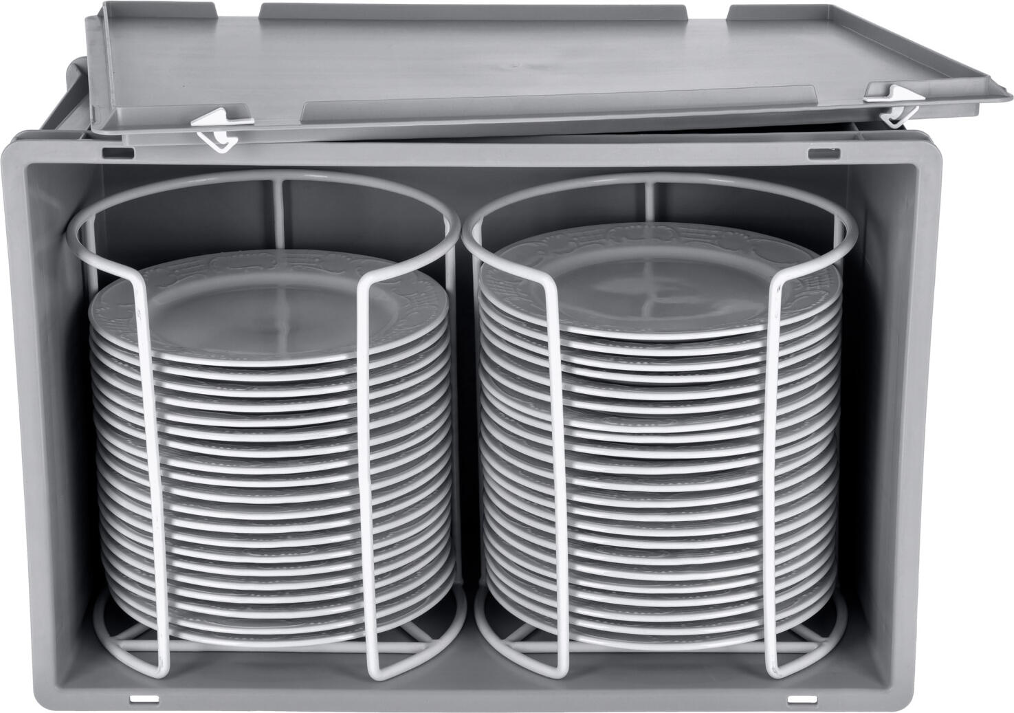 Ringoplast Stacking Container System Universal Box, 56.3 L, 40 x 60 x 28 cm, Food Safe Durable Polypropylene Plastic, Stackable Dishwasher Safe Storage Box, Grey