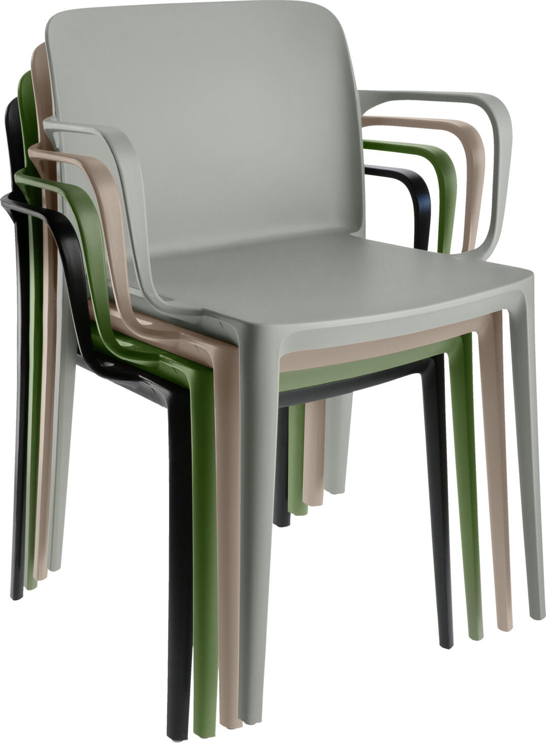 PULSIVA Rigg Plastic Chair Set of 4, Glass Fibre Reinforced Polypropylene, Stackable, UV-Resistant, 57x55x78 cm, Load Capacity 150 kg