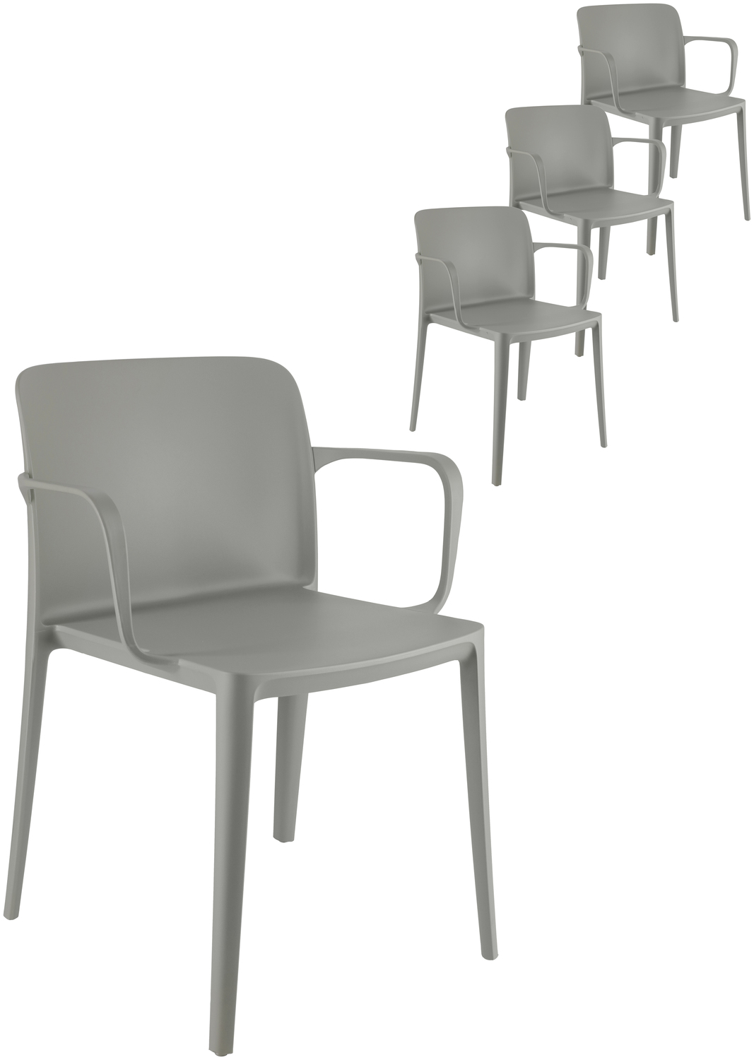 PULSIVA Rigg Plastic Chair Set of 4, Glass Fibre Reinforced Polypropylene, Stackable, UV-Resistant, 57x55x78 cm, Load Capacity 150 kg