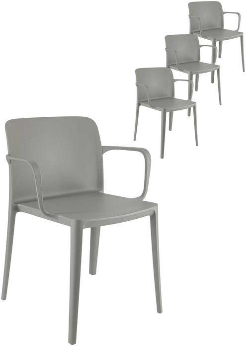 PULSIVA Rigg Plastic Chair Set of 4, Glass Fibre Reinforced Polypropylene, Stackable, UV-Resistant, 57x55x78 cm, Load Capacity 150 kg