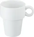 Pulsiva Zala Coffee Mug Set of 6, 250ml White Porcelain Stackable Mugs, Microwave and Dishwasher Safe with Handle, 8.2x9.5 cm