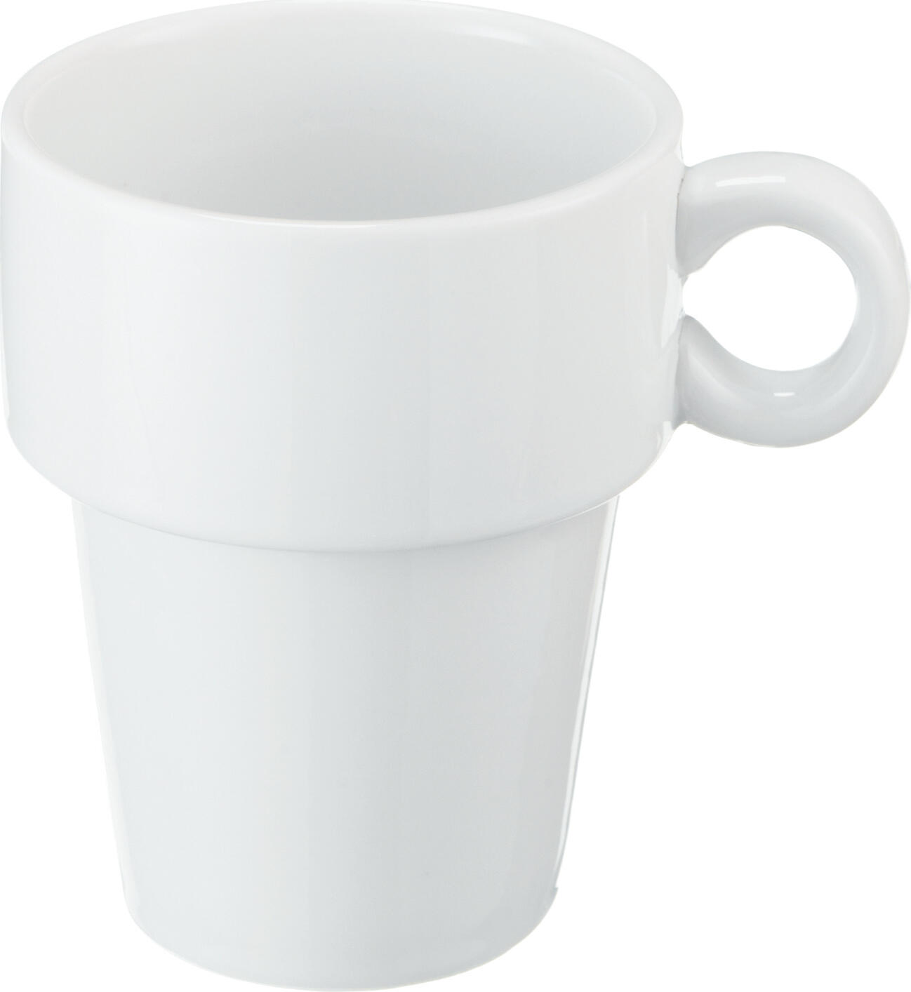 Pulsiva Zala Coffee Mug Set of 6, 250ml White Porcelain Stackable Mugs, Microwave and Dishwasher Safe with Handle, 8.2x9.5 cm