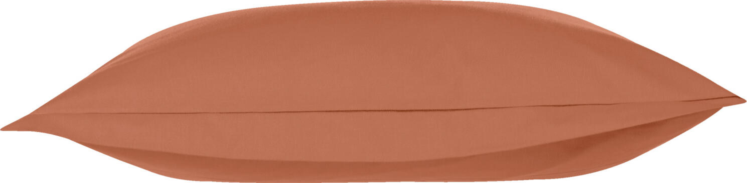 Husa pentru perna LUSINI Solutions GmbH Siena cu volan, 65x65 cm, terracotta, Percale din bumbac si poliester, cu closure hotel, OEKO-TEX Standard 100