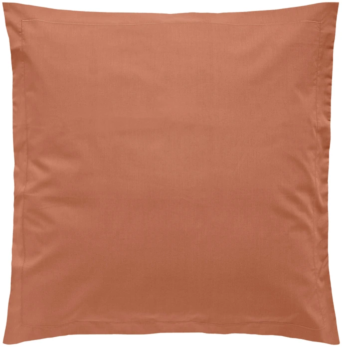 Husa pentru perna LUSINI Solutions GmbH Siena cu volan, 65x65 cm, terracotta, Percale din bumbac si poliester, cu closure hotel, OEKO-TEX Standard 100