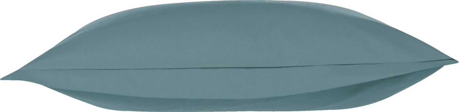 LUSINI Siena Pillow Cover with Flounce, 65x65 cm, Percale Cotton Blend, Hotel Closure, Smoky Blue, OEKO-TEX Standard 100