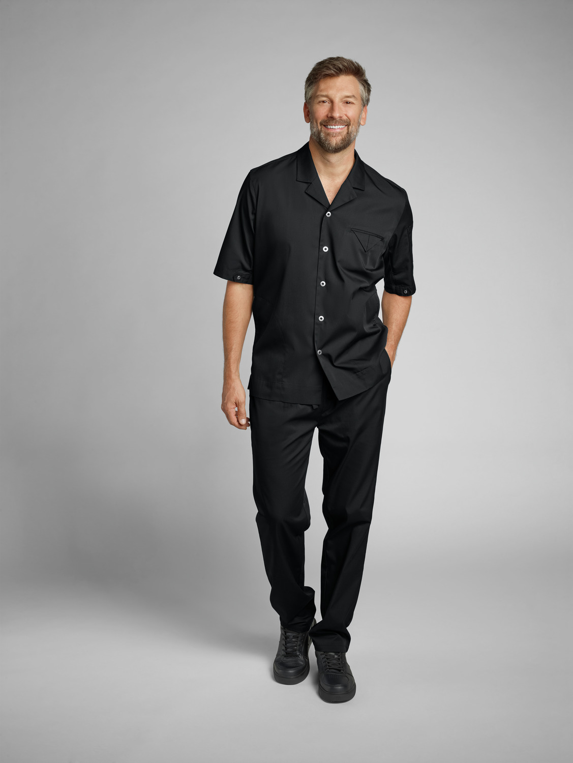 Pantaloni de Bucatar Barbati Jobeline Vito, 65% Poliester 35% Bumbac, Talie Elasticata cu Scurturi, Croiala Comfort, Certificare OEKO-TEX