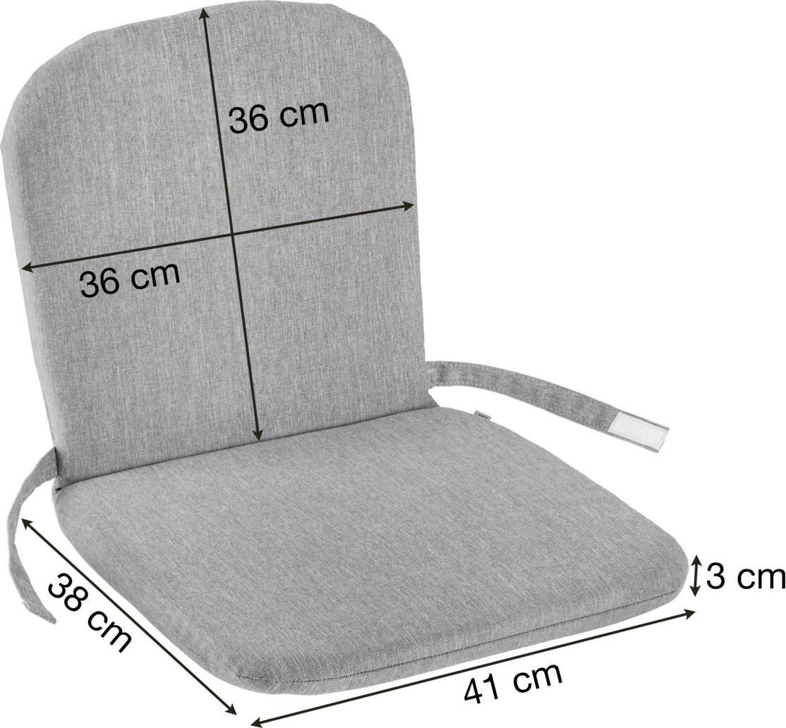 VEGA Lineares Seat and Back Cushion Set of 4, Anthracite Mottled, 100% Olefin, UV-Resistant, Water-Repellent, 41x38x3 cm, for Bavaria Chair