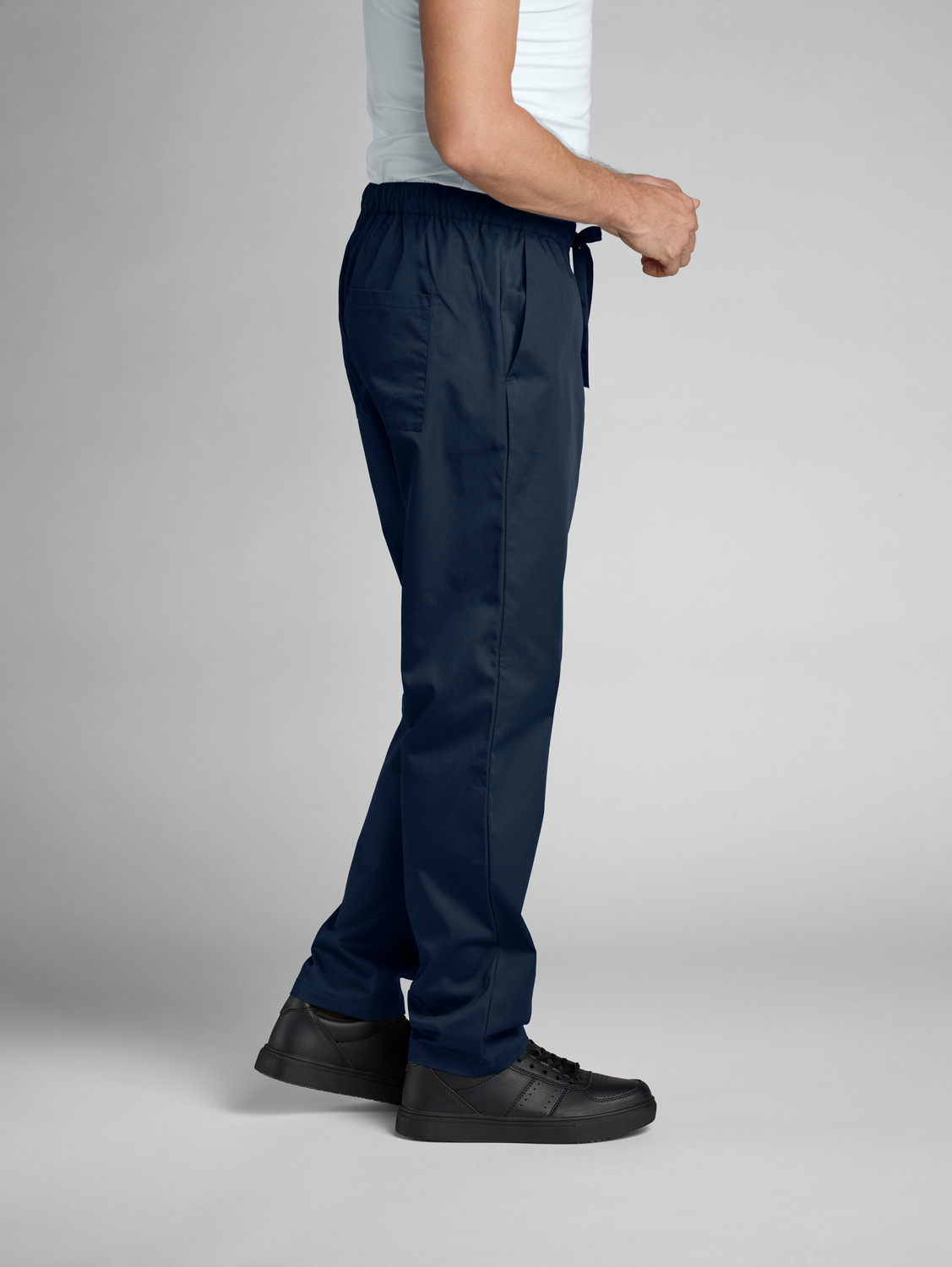 Jobeline Vito Men's Chef Trousers, Extra-Light Breathable Polyester Cotton Blend, Elastic Waist with Ties, Comfort Fit, OEKO-TEX Certified