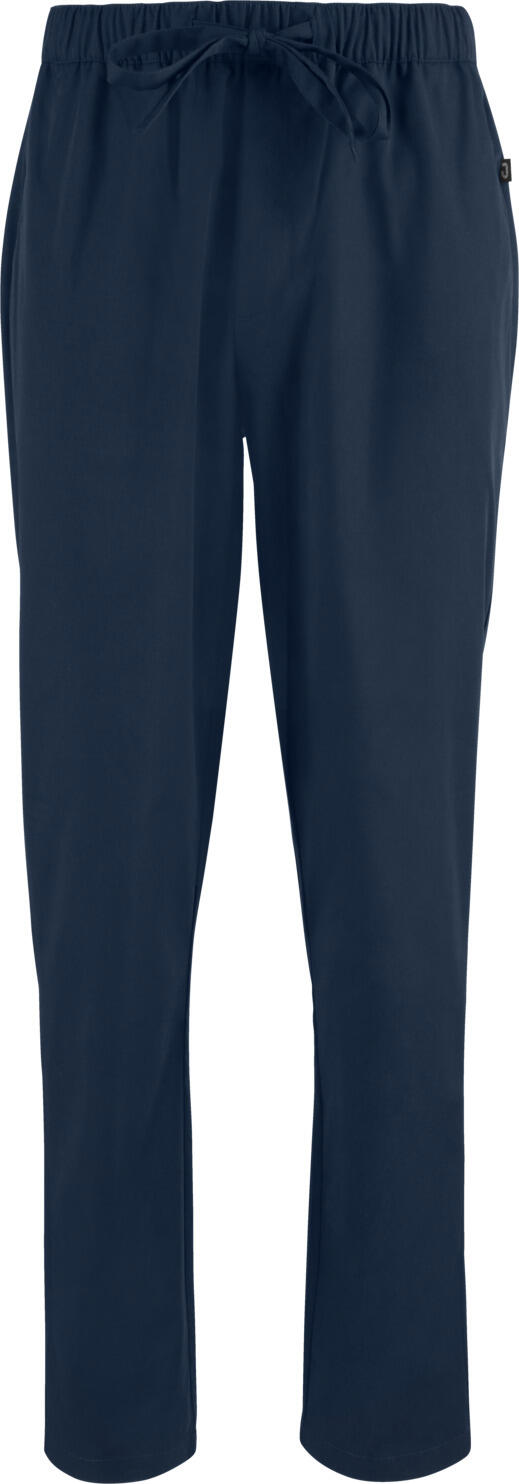 Jobeline Vito Men's Chef Trousers, 65% Polyester 35% Cotton, Breathable Comfort Fit, Elasticated Waist with Drawstring, Navy Blue, Size L