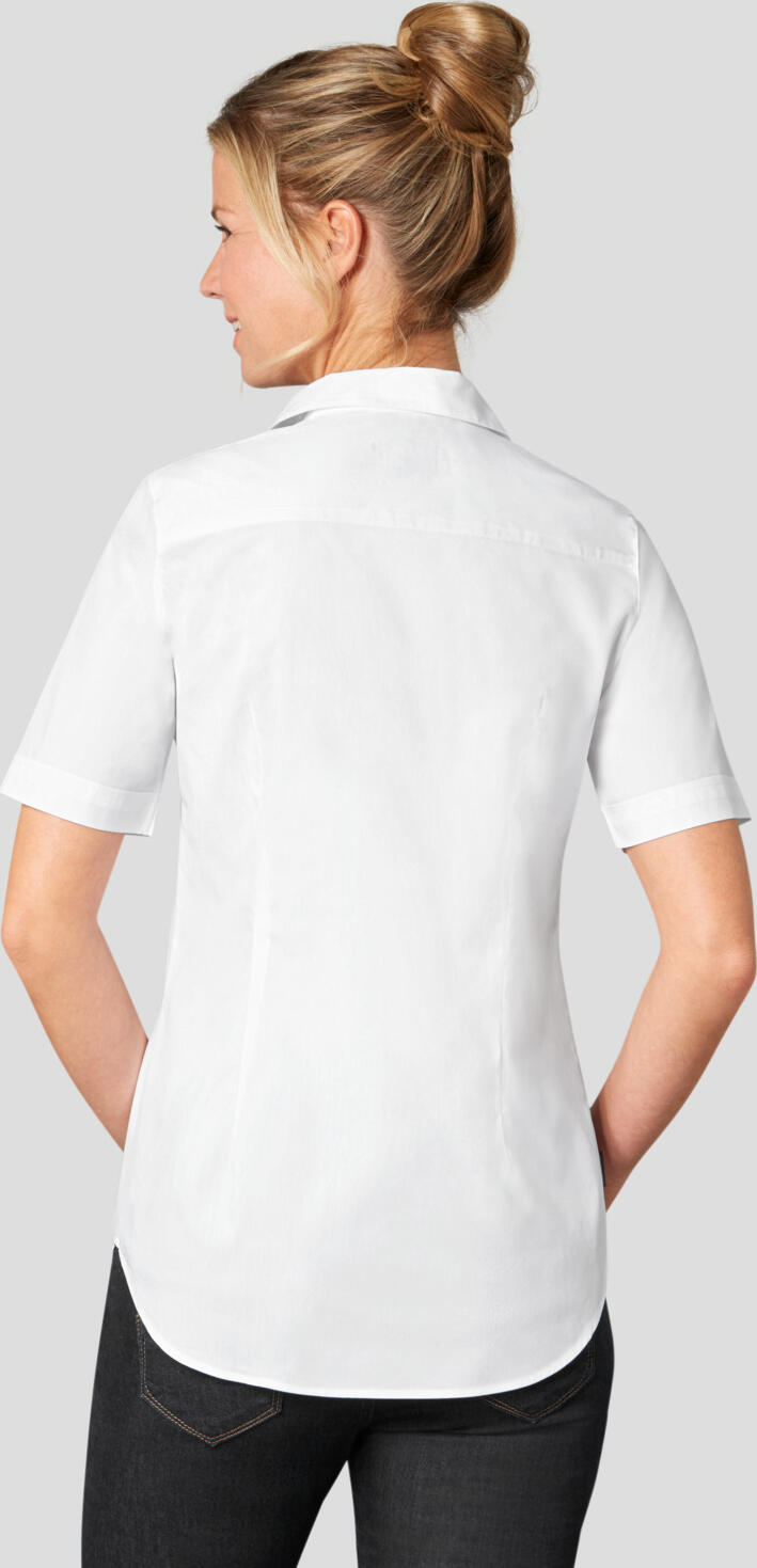 Jobeline Kim Women's Blouse, Half Sleeve, White, 65% Cotton 35% Polyester, Easy-Care Tailored Fit Workwear