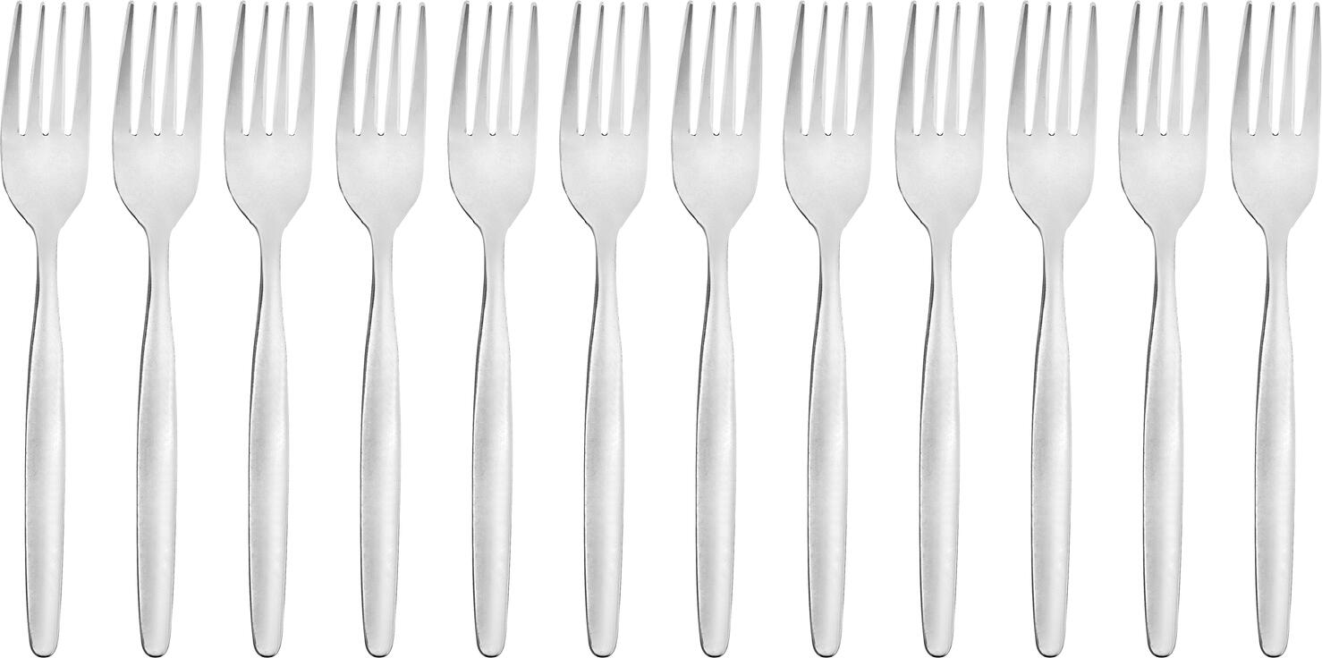Pulsiva Table Fork Basic, 18/0 Chrome-Stainless Steel, Matt Polished, 18 cm, Rustproof and Dishwasher Safe, Set of 12 Pieces