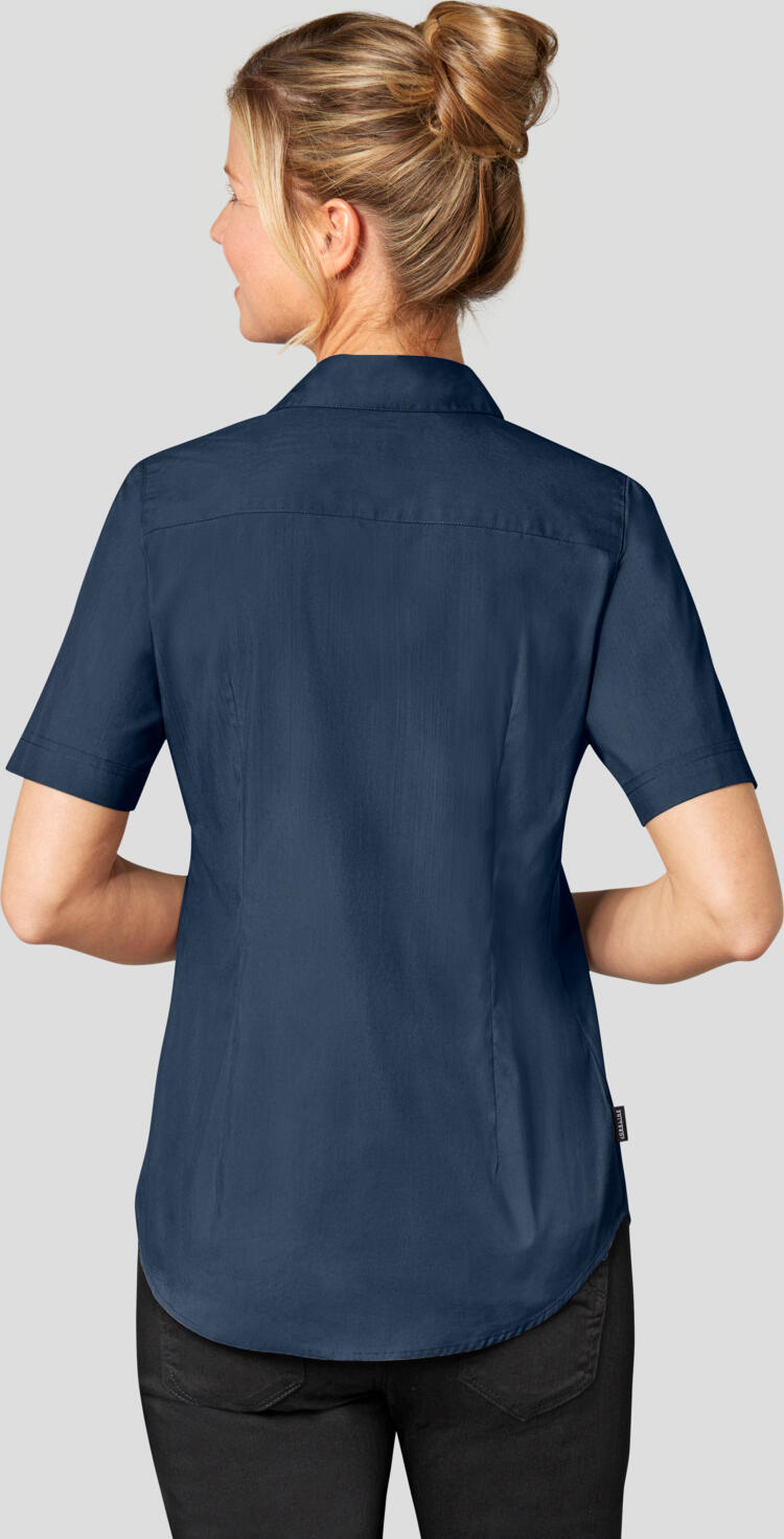 Jobeline Kim Women's Blouse, Half Sleeve, 65% Cotton 35% Polyester, Easy-Iron Low-Crease Fabric, Tailored Fit with Breast Pocket, Size 44, Navy