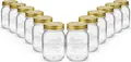 Bormioli Rocco Quattro Stagioni Glass Storage Jars with Aluminum Lids, 500 ml, Transparent, Heavy Quality, Set of 12 Pieces