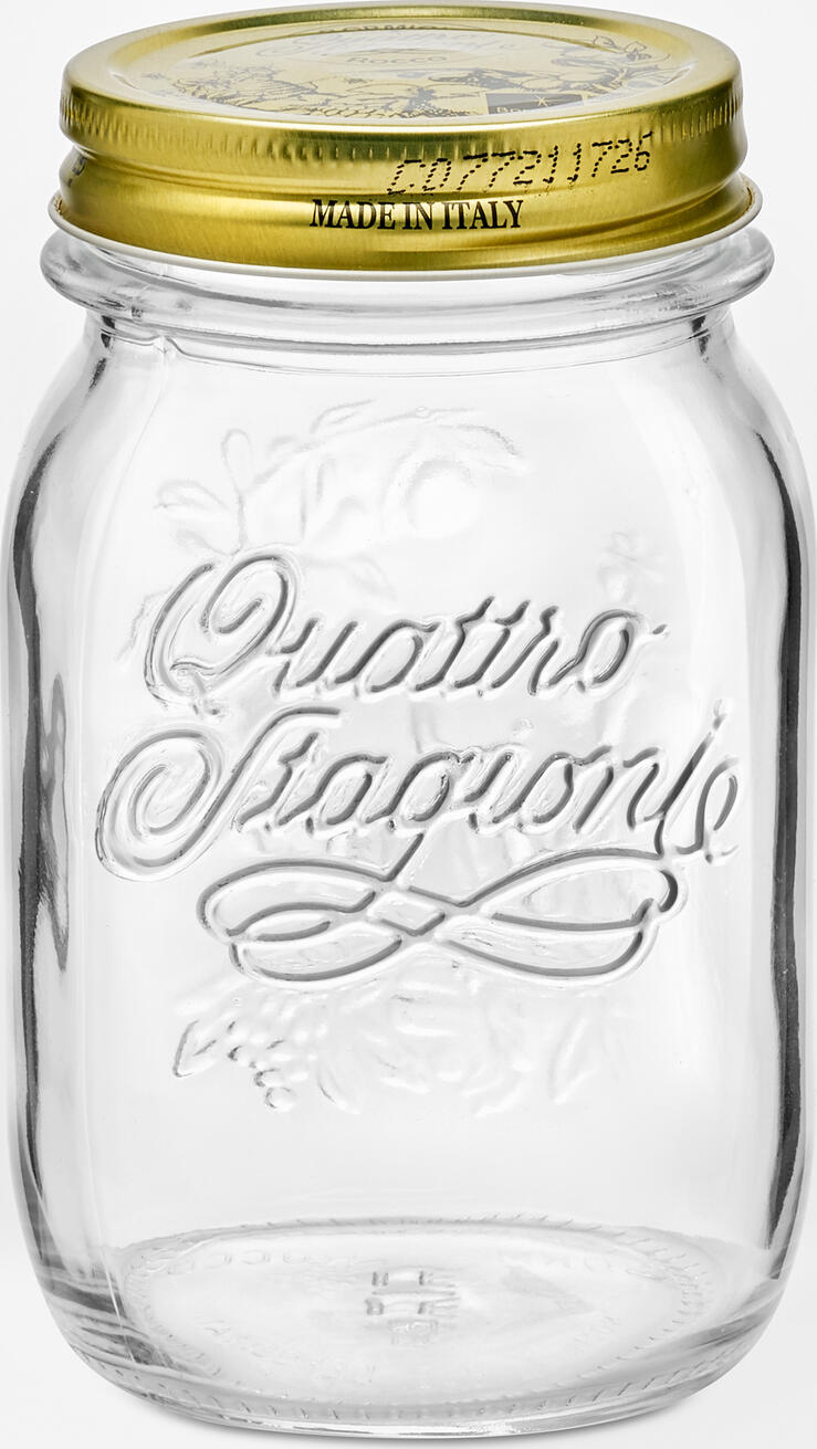 Bormioli Rocco Quattro Stagioni Glass Storage Jars with Aluminum Lids, 500 ml, Transparent, Heavy Quality, Set of 12 Pieces