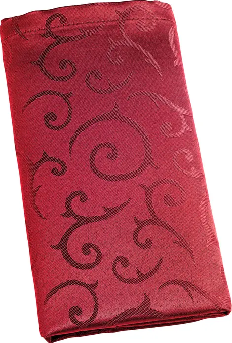 PULSIVA Cloth Napkins Mega, Set of 6, 100% Polyester, 50x50 cm, Burgundy with Noble Tendril Pattern, OEKO-TEX Standard 100, Durable Silk Sheen