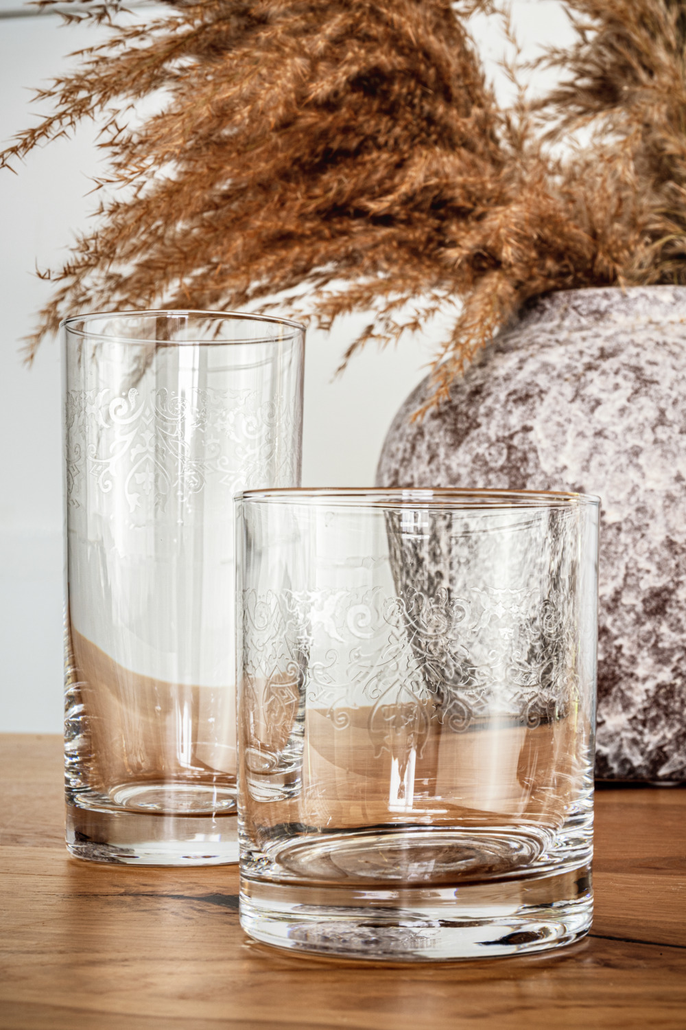 Set de 6 piese Pahare Universale Krosno Krista Deco, 300ml Sticla de Cristal cu Ornamentare Filigran, Transparente, Safe la Masina de Spalat
