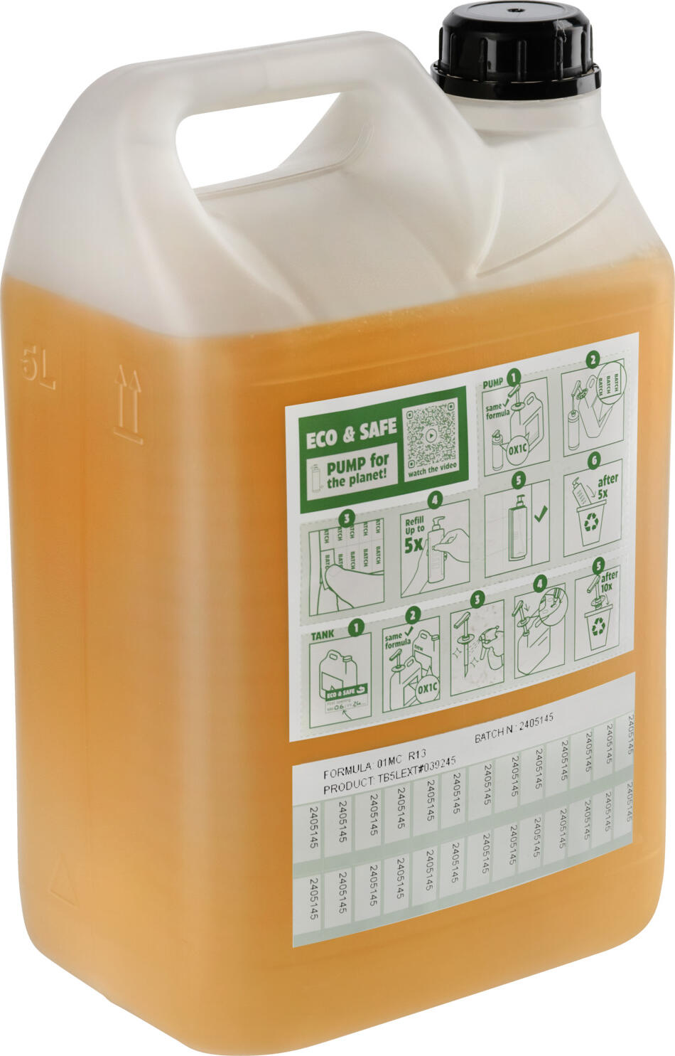 V-Touch Circular Life Gel de Spalat pentru Corp si Par, Sampon si Gel de Dus pH-Neutru, Nordic Swan Ecolabel, Toate Tipurile de Piele si Par, Canistru 5L