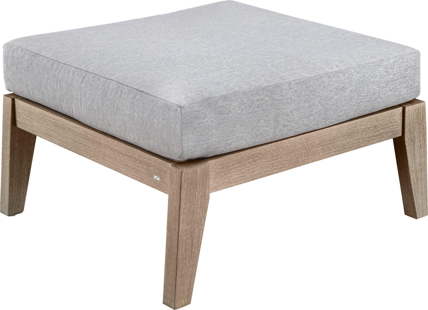 VEGA Ventura Outdoor Stool, Eucalyptus Wood Frame, Olefin Fabric Seat, 60x60x37.5 cm, Light-Grey, Weatherproof and UV-Resistant, FSC-Certified