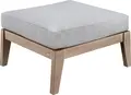 VEGA Ventura Outdoor Stool, Eucalyptus Wood Frame, Olefin Fabric Seat, 60x60x37.5 cm, Light-Grey, Weatherproof and UV-Resistant, FSC-Certified