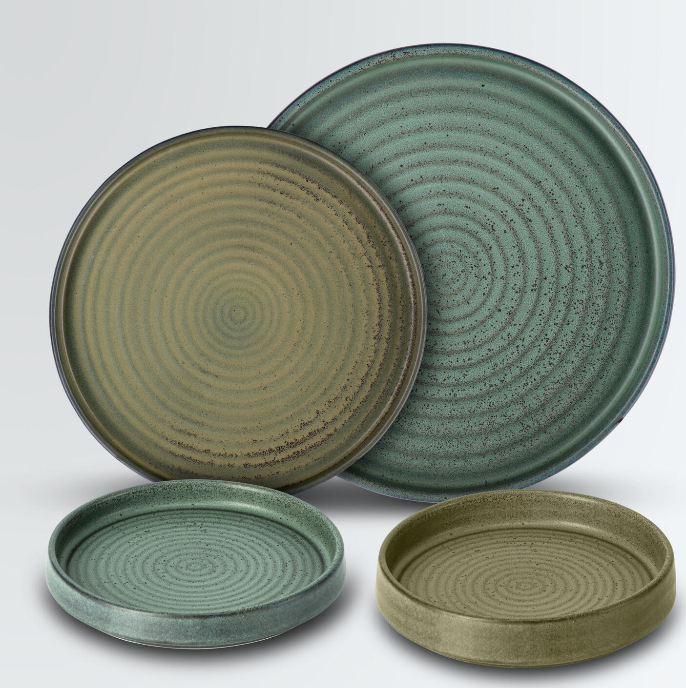 VEGA Snug Tableware Set of 4 Pieces, Matt Glazed Stoneware, Dishwasher and Microwave Safe, Multicolored