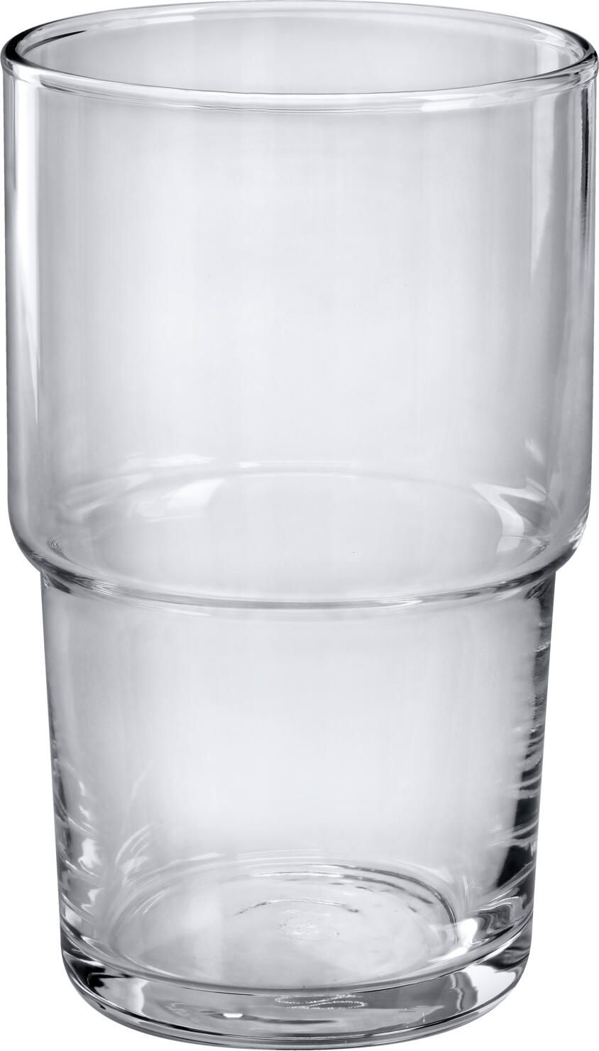 Pahare pentru băuturi lungi Pasabahce Hill, sticlă temperată transparentă, 440 ml, 8 x 13.2 cm, stivuibile și sigure la mașina de spălat vase, set de 6 piese