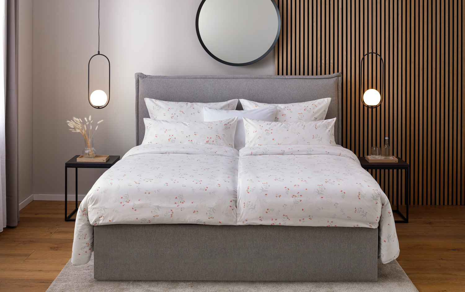 ERWIN M. LUSINI Solutions GmbH Iseo Bed Linen Set, 80 x 80 cm, 100% Cotton Renforce, 144 TC, Modern Floral Pattern, Easy-Care and Hard-Wearing