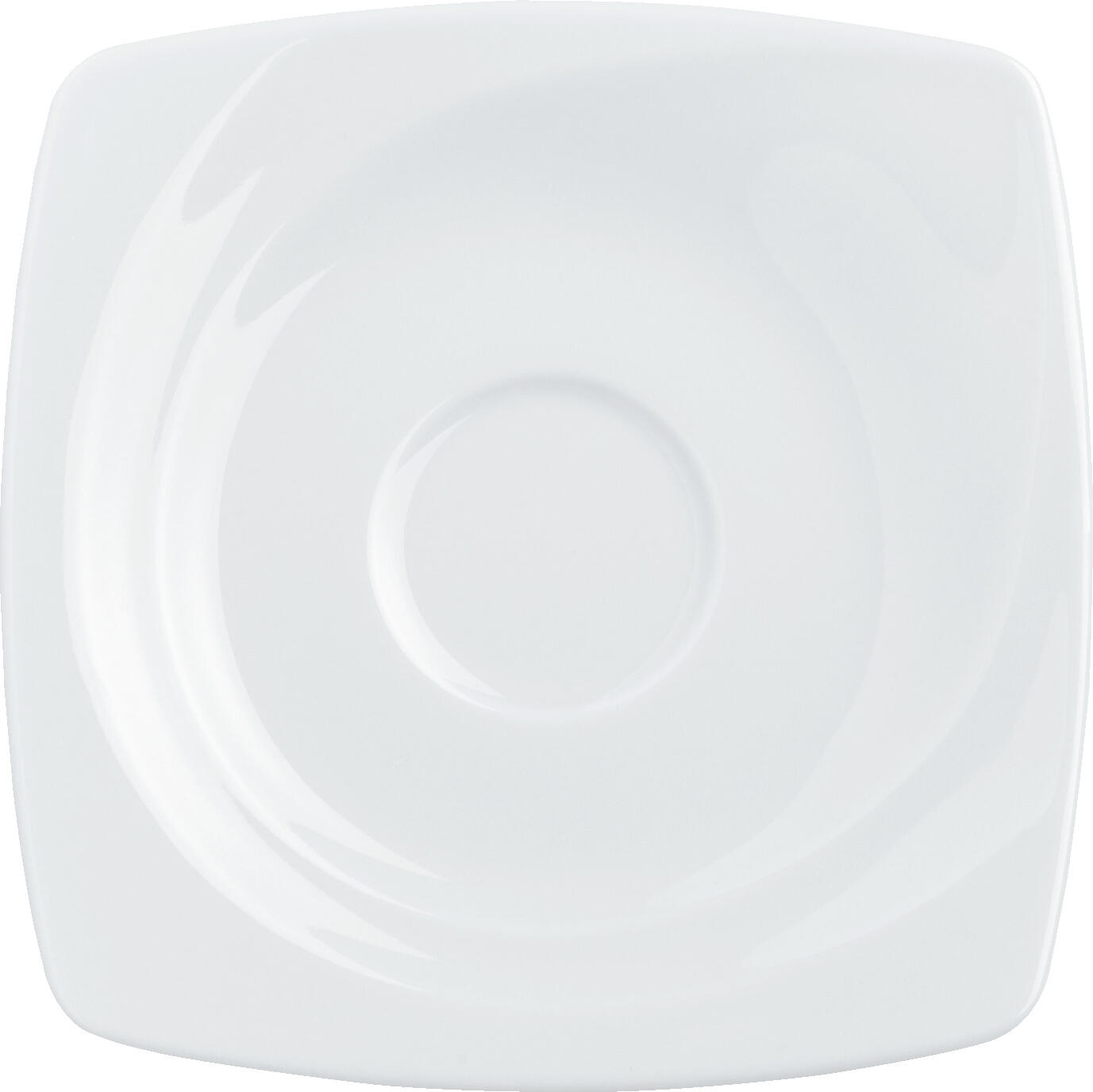 Vega Vilano Espresso Saucers, Set of 6, White Square Porcelain, 12x12 cm, Dishwasher and Microwave Safe, Modern Classic Tableware