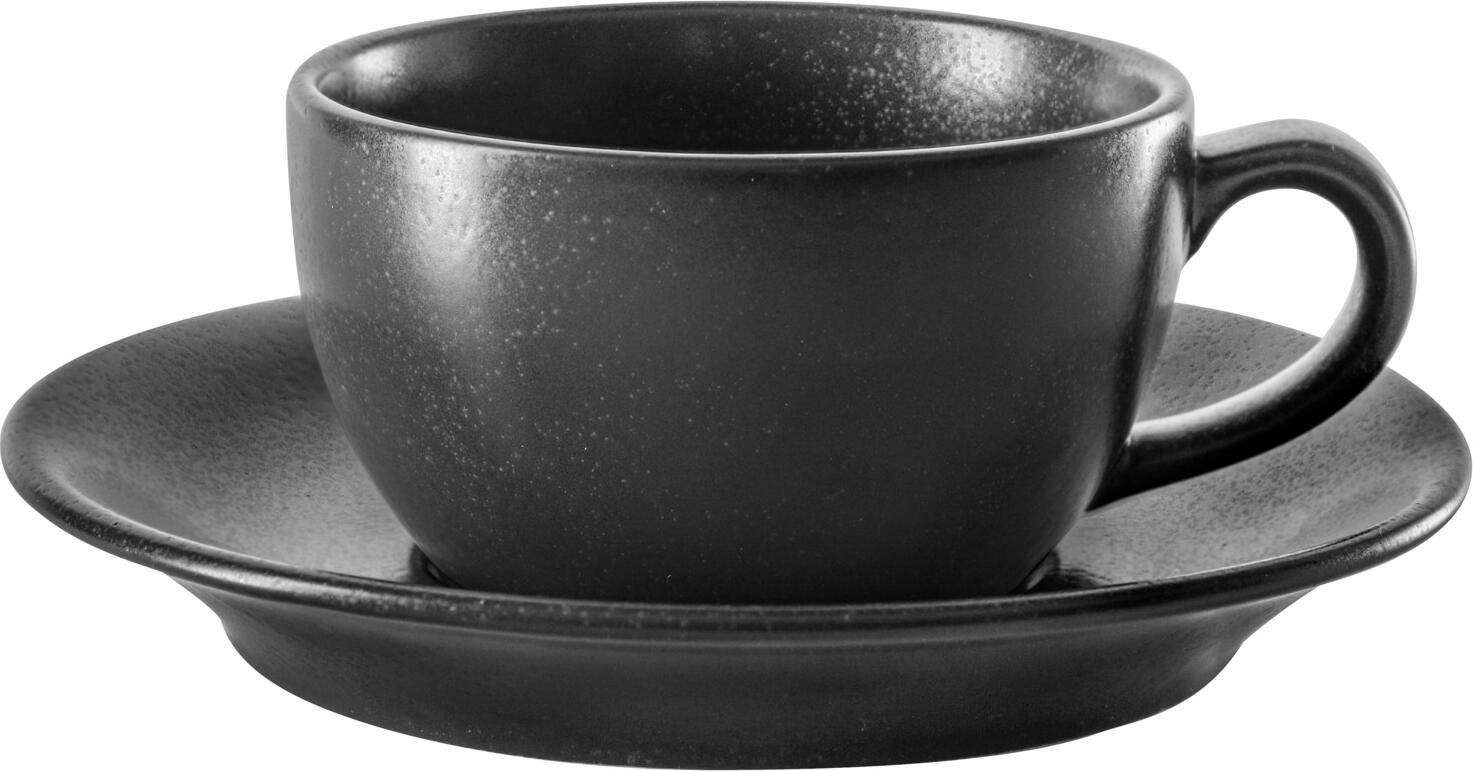 Vega Lusini Masca Coffee Cup Set of 6, 200ml Black Porcelain, 95 x 55 mm, Stackable, Dishwasher and Microwave Safe for Professional Coffee Shops