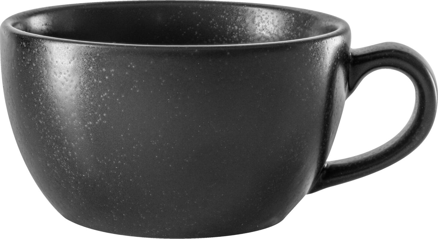 Vega Lusini Masca Coffee Cup Set of 6, 200ml Black Porcelain, 95 x 55 mm, Stackable, Dishwasher and Microwave Safe for Professional Coffee Shops