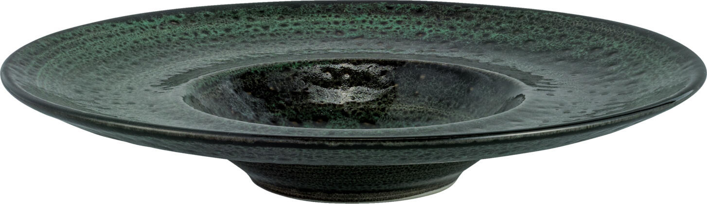 Set de 6 piese Farfurii Adânci VEGA Black Reef, Porțelan 23 cm, Glazură Întunecată Verde/Negru, Margine Lată, Rezistente la Șocuri și Zgârieturi