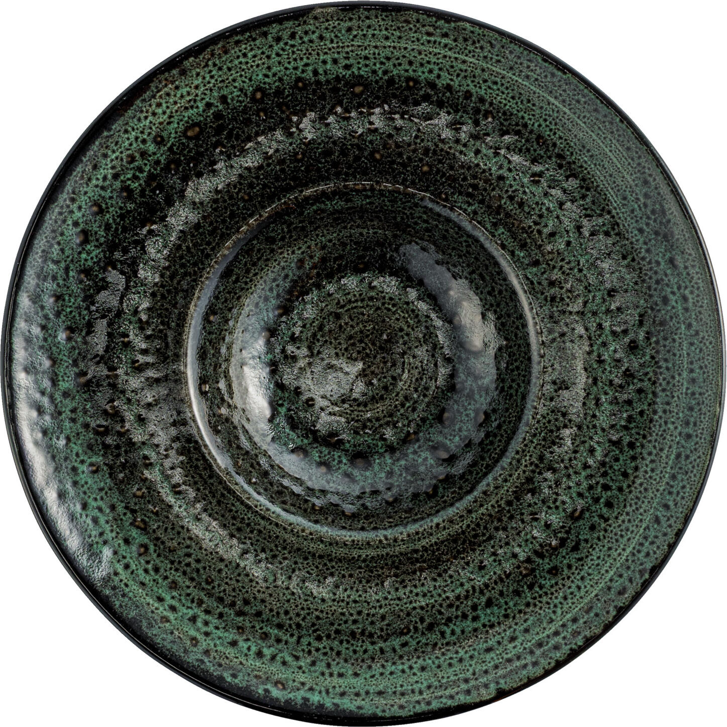 Set de 6 piese Farfurii Adânci VEGA Black Reef, Porțelan 23 cm, Glazură Întunecată Verde/Negru, Margine Lată, Rezistente la Șocuri și Zgârieturi
